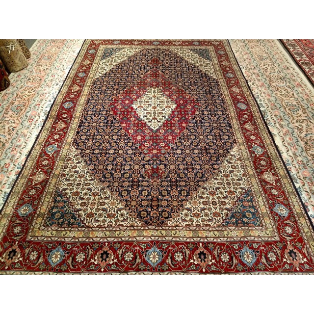 Antique Persian Tabriz Area Rug. Hand-Knotted Wool, Herati Geometric Pattern, Navy & Red, 6x10 For Sale - Image 16 of 16