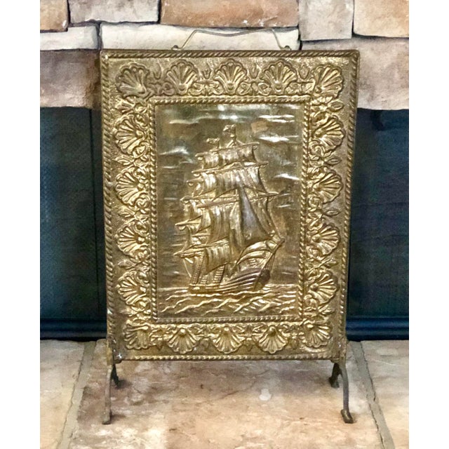 Vintage Clipper Brass Fireplace Nautical Decoration Mariner Ship