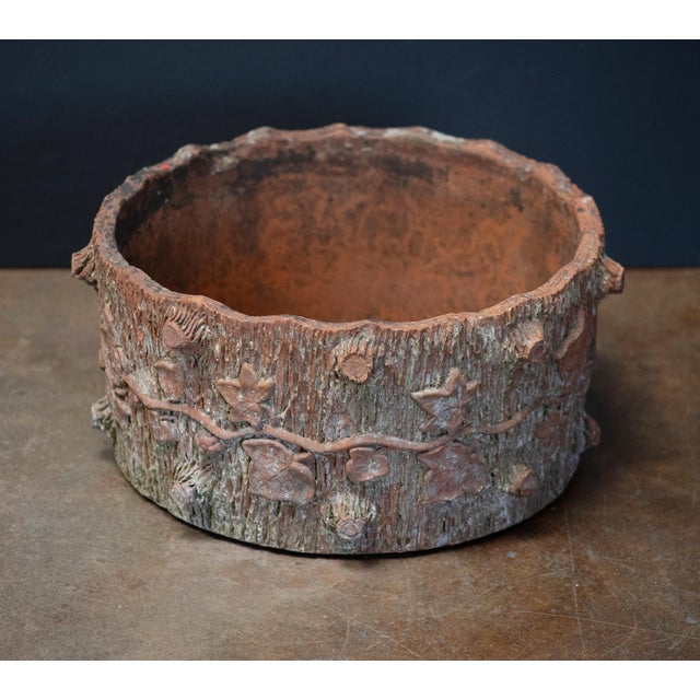 Traditional Faux Bois Garden Planter Pot of Terracotta From the Royal Potteries, England For Sale - Image 3 of 11