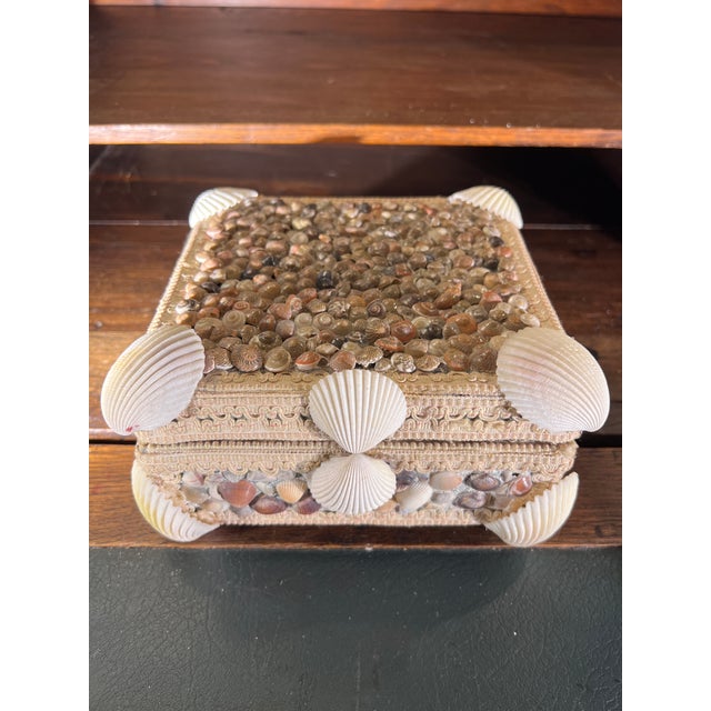 1960s Vintage Mediterranean Grotto Style Decorative Box With Velvet Interior For Sale - Image 5 of 13