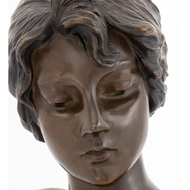 Early 20th Century Emmanuel Villanis "Alda" Patinated Bronze Bust For Sale - Image 5 of 12