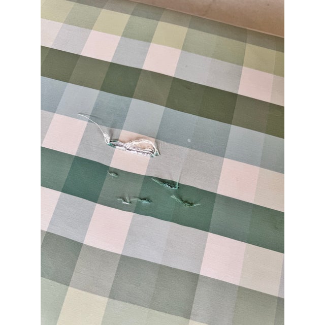 1950s 1950s Minton-Spidell French Provincial Gilded Scroll Arm Upholstered Window Bench – Green Plaid For Sale - Image 5 of 6