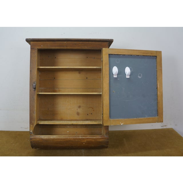 Antique Oak Mirrored Bathroom Apothecary Medicine Cabinet Cupboard 26" For Sale - Image 15 of 18