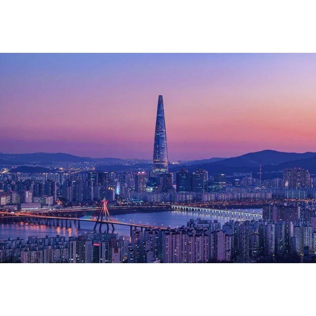 Challa, Cityscape Night View of Seoul, South Korea at Sunset Time, Photographic Paper, in Flawless conditions. Designed...