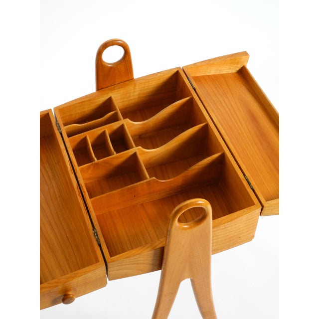 Vintage Ash Wood Sewing Box Table, 1950s For Sale - Image 16 of 18
