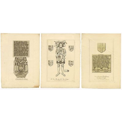 A set of three original etching prints, John Sell Cotman, Norfolk Church Architecture, West Barsham, Frenze, Maddermarket,...