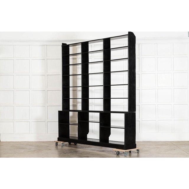19th Century English Pine Ebonised Haberdashery Display Bookcase, 1890 For Sale - Image 3 of 17