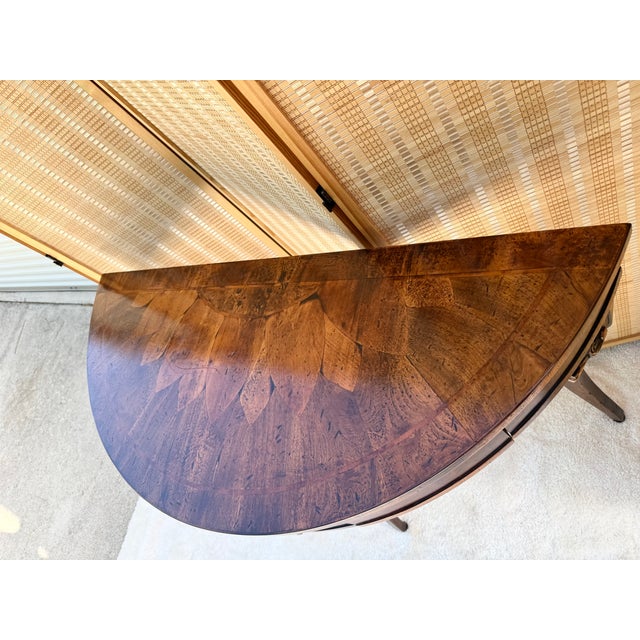 Francesco Molon Louis XVI Style Walnut Demilune Console Table- Made in Italy For Sale In Naples, FL - Image 6 of 18