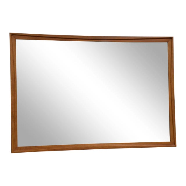 1950s Mid-Century Light Walnut Mirror For Sale