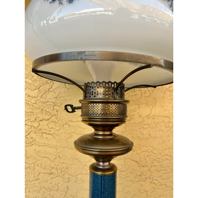 Mid 20th Century Glass Shade Lamp For Sale - Image 9 of 10