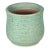 Late 20th Century Ribbed Pottery Planter With Green Volcanic Lava Crater Glaze For Sale