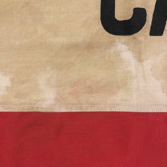 Large Tea-Stained Cotton California Republic State Bear Flag, Vintage Style, New For Sale In Los Angeles - Image 6 of 7