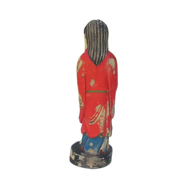 Camphor Wood Standing Treasure God Statue For Sale - Image 4 of 6