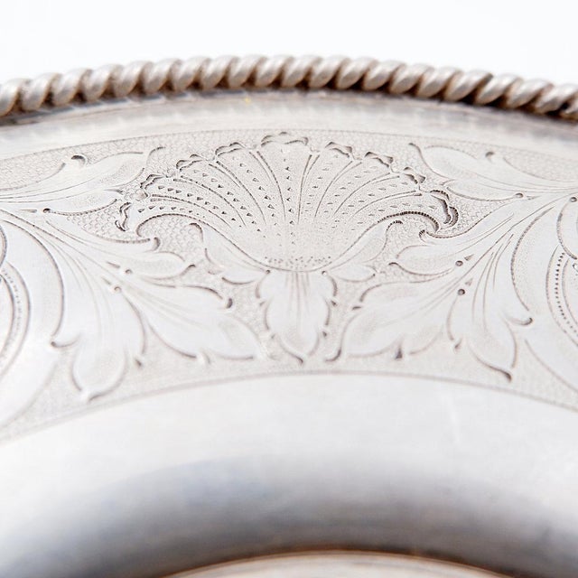 Antique Silver Plate with Four Portuguese Coins, 1900s For Sale - Image 4 of 13