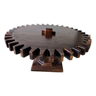 Vintage Ethan Old Tavern Solid Pine Gear Coffee Table For Sale