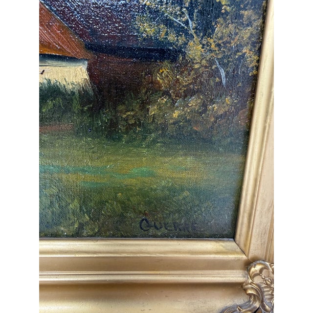 Paint Mid 20th Century Signed European Pastoral Oil Painting in Ornate Rococo Gilt Frame With Grazing Sheep For Sale - Image 7 of 12