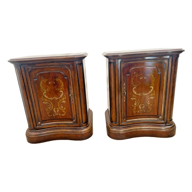 Grand Tour 1960s Heritage Grand Tour Curved Walnut Nightstands End Tables Cabinet, Shelf Set of Two For Sale - Image 3 of 12