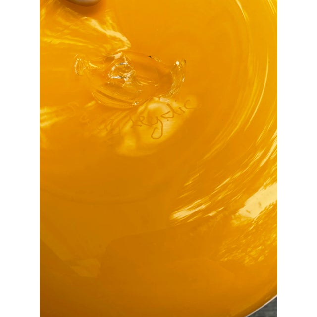 Yellow 1980s Yellow Free Form Glass Vase For Sale - Image 8 of 9