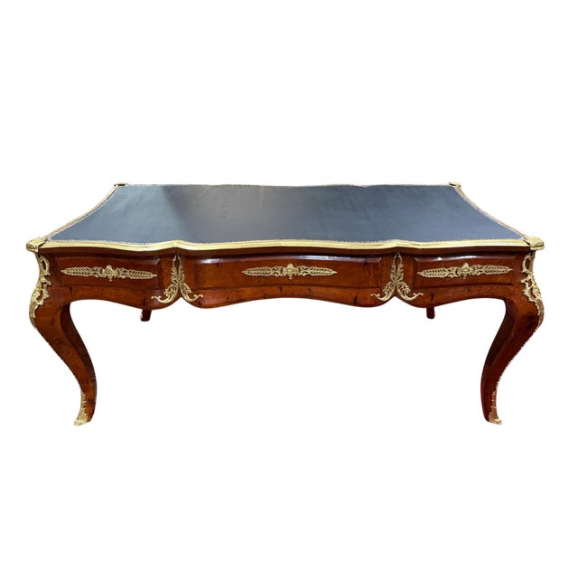 Louis XV Style Writing Desk in Burl Wood and Gilded Bronzes For Sale - Image 5 of 6