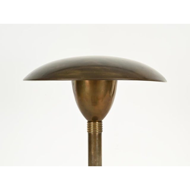 Art Deco Patinated Brass Mushroom Table Lamp, Italy, 1940s For Sale - Image 10 of 15