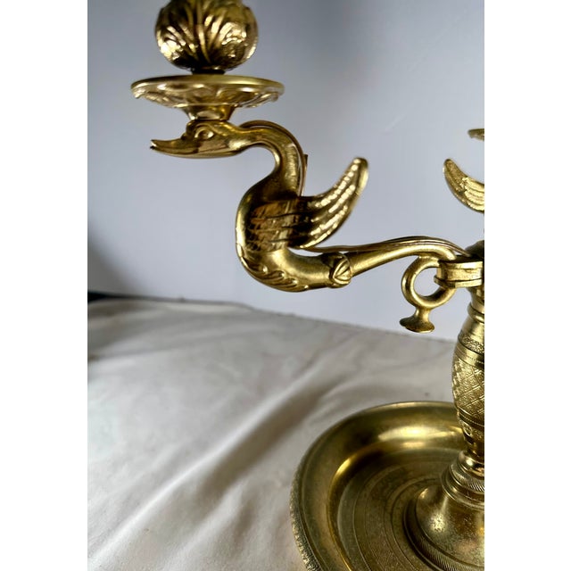 Early 19th Century French Empire Bouillotte Three Light Table Lamp. For Sale - Image 9 of 13