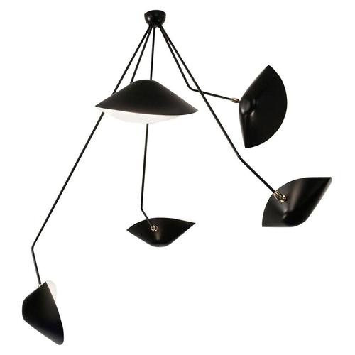 Modern Black Spider Ceiling Lamp with Five Curved Fixed Arms by Serge Mouille For Sale - Image 12 of 12