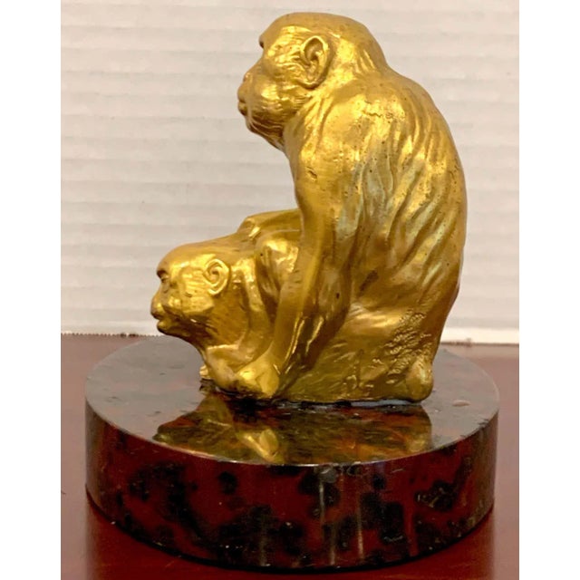 Early 20th Century French Gilt Bronze Sculpture of Seated Monkeys For Sale In West Palm - Image 6 of 9