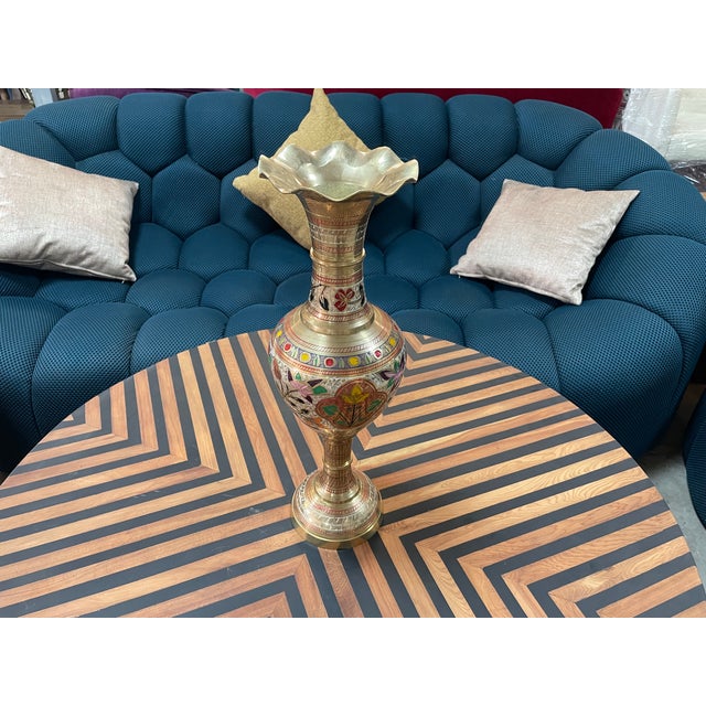 Metal Handcrafted Engraved Brass Vase For Sale - Image 7 of 10