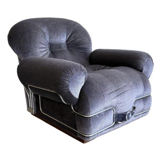 Space Age Velvet and Chrome Chair by Adriano Piazzesi, Italy, 1960s For Sale