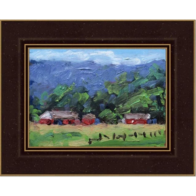 "Reno Nevada Farm" Contemporary Impressionist Style Landscape Oil Painting For Sale - Image 9 of 12