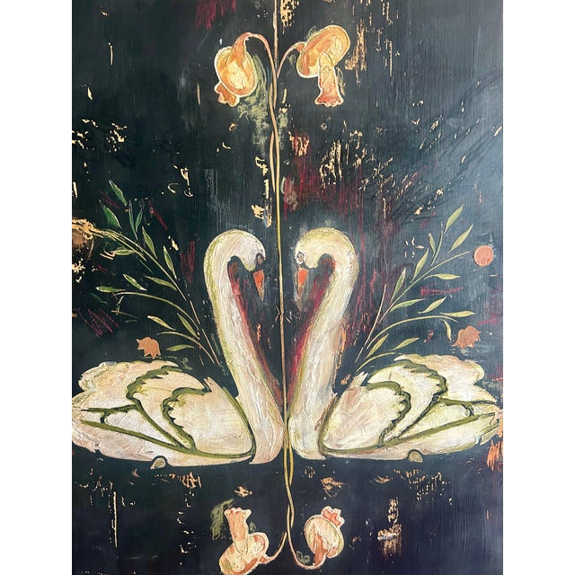 Vintage Painted Pine Wardrobe with Folk Art Design, 1920s For Sale - Image 9 of 10