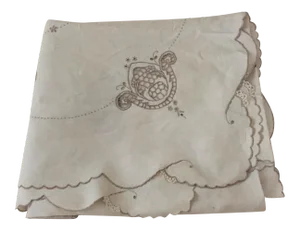 Italian Linen Original Tablecloth With Embroidered Designs