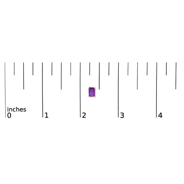 Early 21st Century 14K Yellow Gold 6x4MM Emerald Shaped Amethyst Solitaire Stud Earrings For Sale - Image 5 of 5