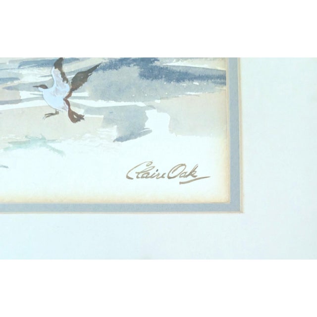 Charming watercolor painting signed by Canadian artist Claire Oak (1921-2013) C. 1990's. This painting comes double matted...