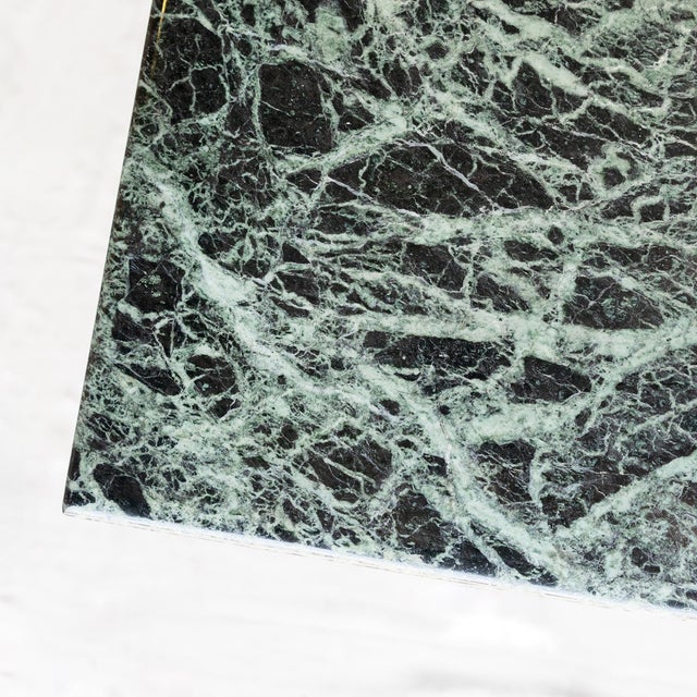 1960s Vintage Green Marble Rectangular Dining Table With Bronze Pedestal Base For Sale - Image 4 of 4