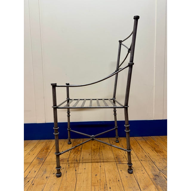 Giacometti Inspired Vintage Neoclassical Wrought Heavy Iron Dining Chairs - Set of 6 For Sale - Image 11 of 16
