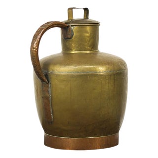 Large Rustic Farmhouse French Brass Canne à Lait or Milk Jug For Sale