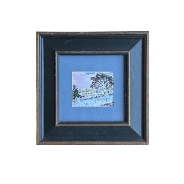 Vintage Original Landscape Farmland Watercolor Painting Signed For Sale - Image 9 of 10