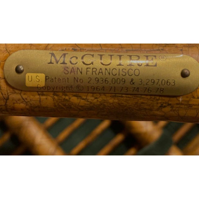 Wood 1970s McGuire Bamboo Console Table With a Glass Top & Two Matching Stools . For Sale - Image 7 of 11