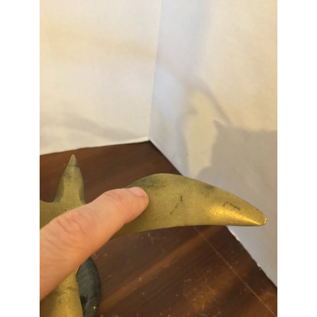 Vintage 1960s Brass Soaring Seagulls Sculpture For Sale - Image 6 of 13