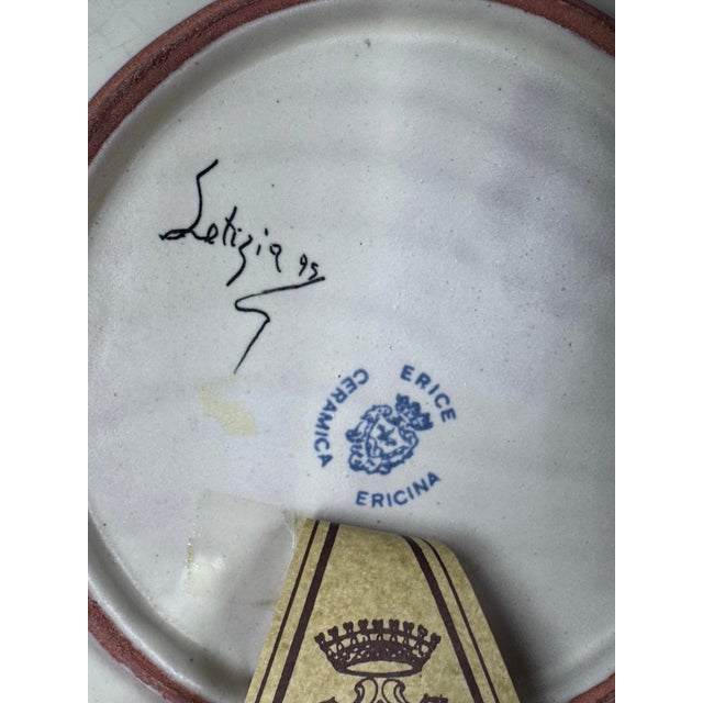 Circa 1990's Ceramic Erincina Hand Painted Wall Plates, Set of Three For Sale - Image 10 of 12