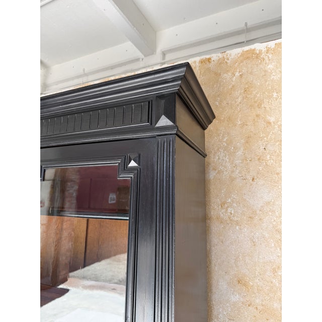 Late 19th Century French Napoleon III Style Ebonized Bookcase With Original Glass Doors For Sale - Image 18 of 18