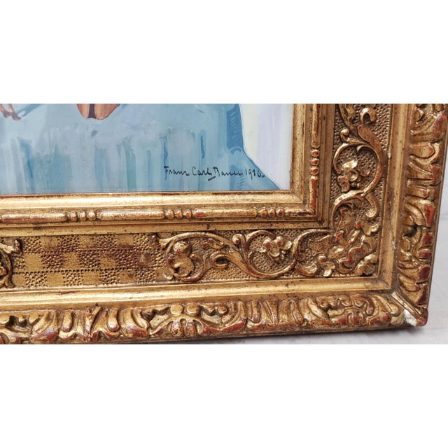 Carl Franz Bauer "Pan Playing a Flute" Original Gouache Painting c.1916 For Sale - Image 4 of 12