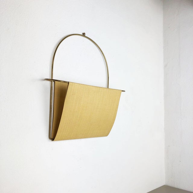 Vintage Brass Wall Hanging Magazine Holder, Austria, 1950s For Sale - Image 4 of 18