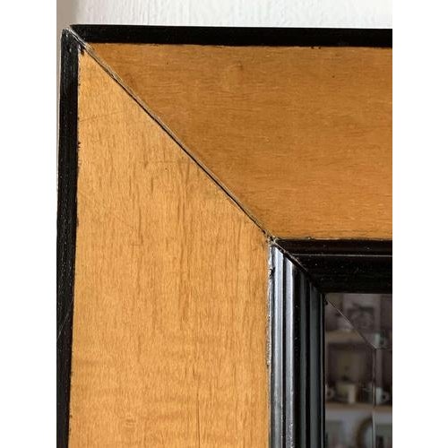 Antique French Birch Mirror with Ebonised Border, 1890s For Sale - Image 6 of 7