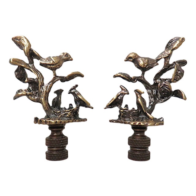 Pair of Cardinal Bird Lamp Finials For Sale