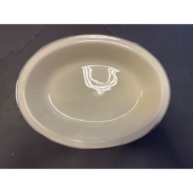 Vintage Lenox Montclair Platinum Trim Oval Serving Bowls – Pair of Ivory China Vegetable Dishes Holiday Tableware For Sale In Indianapolis - Image 6 of 10