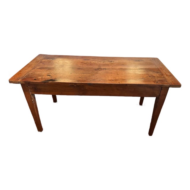 Antique French Oak Farm Table With Breadboards For Sale