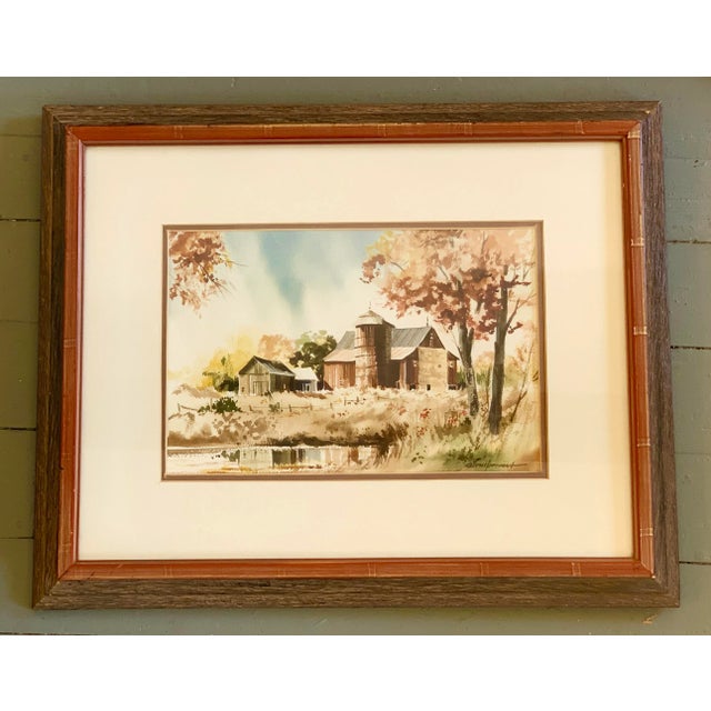 Traditional Vintage Barn Watercolor Painting by Keith Hoffman For Sale - Image 4 of 4