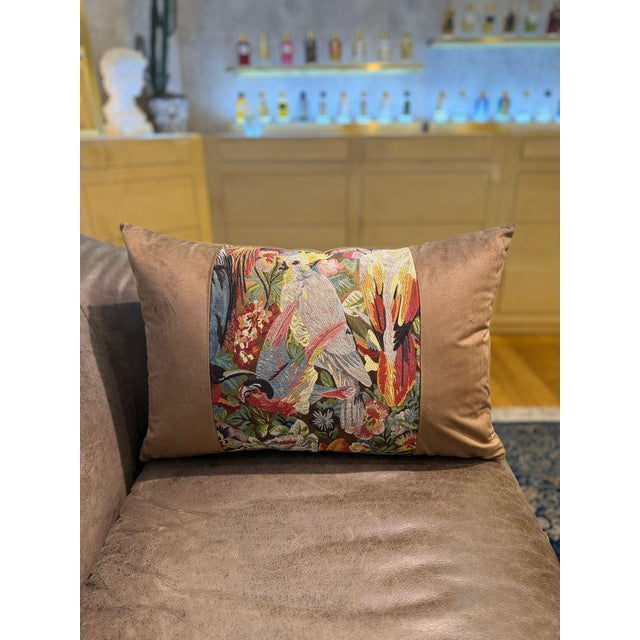 Handmade Mocha Velvet Lumbar Pillow Cover For Sale - Image 13 of 16